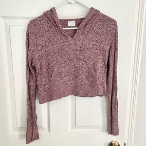 urban outfitters out from under pink marled cropped hoodie sweatshirt